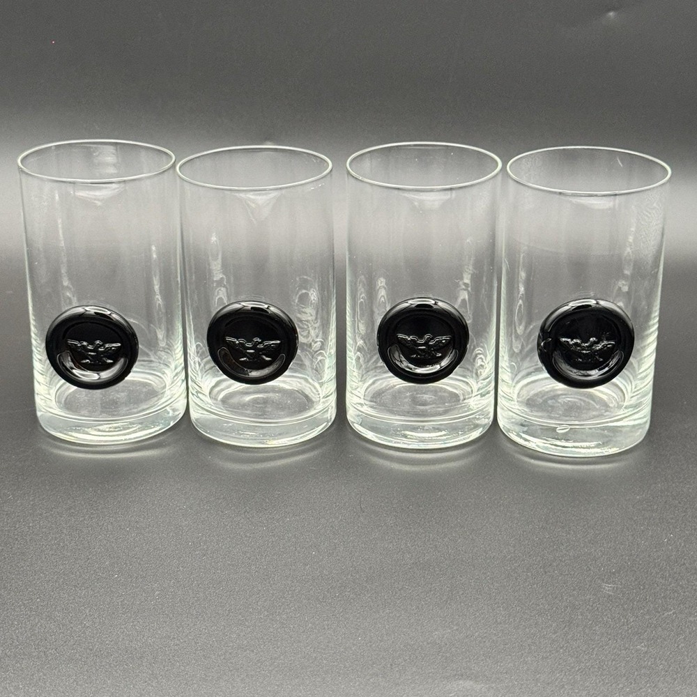 Vintage Eagle Medallion Highball Glasses Set of 4 Amber Eagle Medallion Tumblers